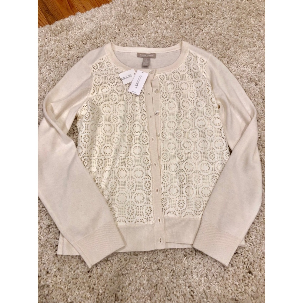 NWT Banana Republic lace front cardigan, Medium